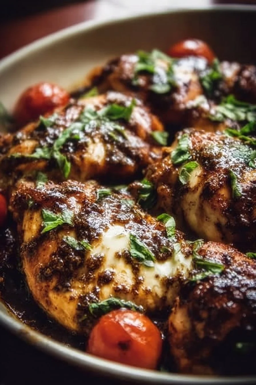 One-Pan Balsamic Chicken 2 One-Pan Balsamic Chicken with vegetables in a skillet