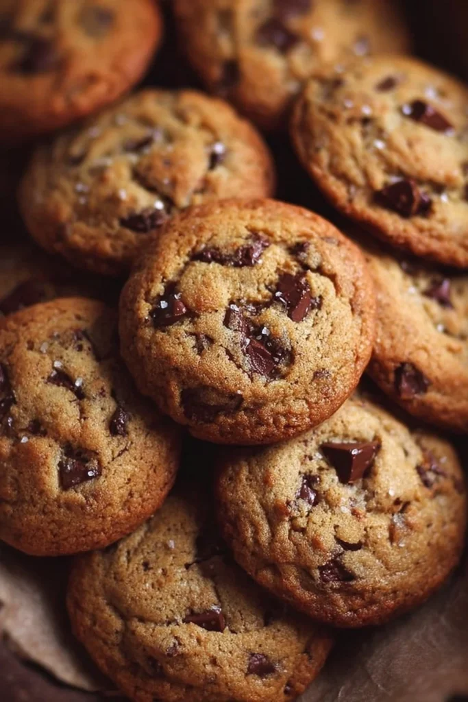 Freshly baked Banana Chocolate Chip Cookies on a cooling rack