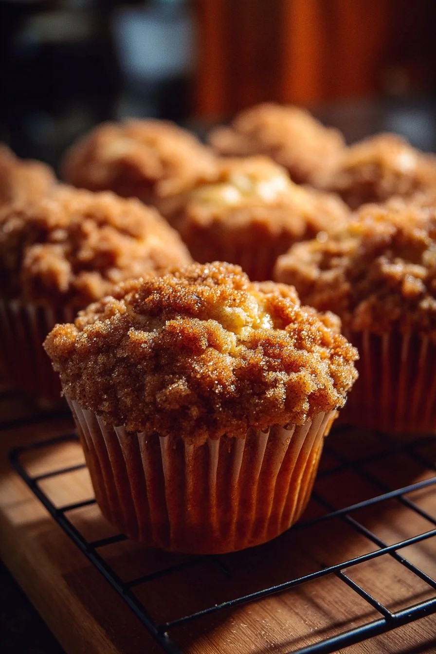 Banana Streusel Muffins 2 Delicious banana streusel muffins on a baking tray