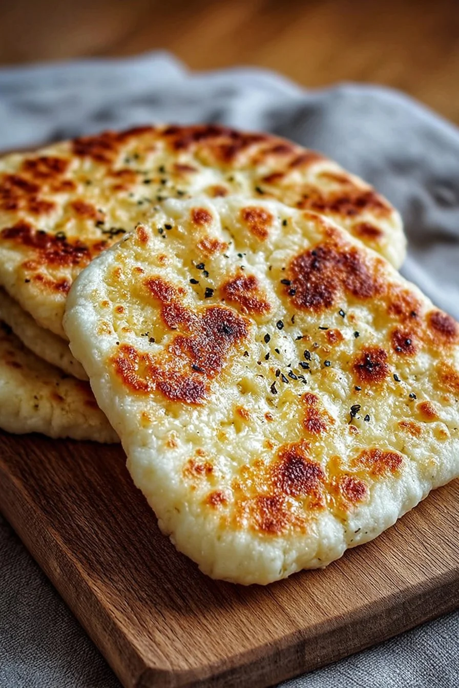 Cottage Cheese Flatbreads 2 Homemade Cottage Cheese Flatbreads topped with fresh herbs and spices