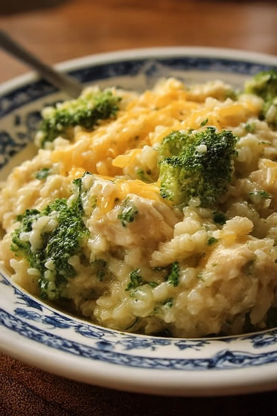 Easy Crockpot Cheesy Chicken Broccoli Rice 2 Crockpot Cheesy Chicken Broccoli Rice meal in a bowl