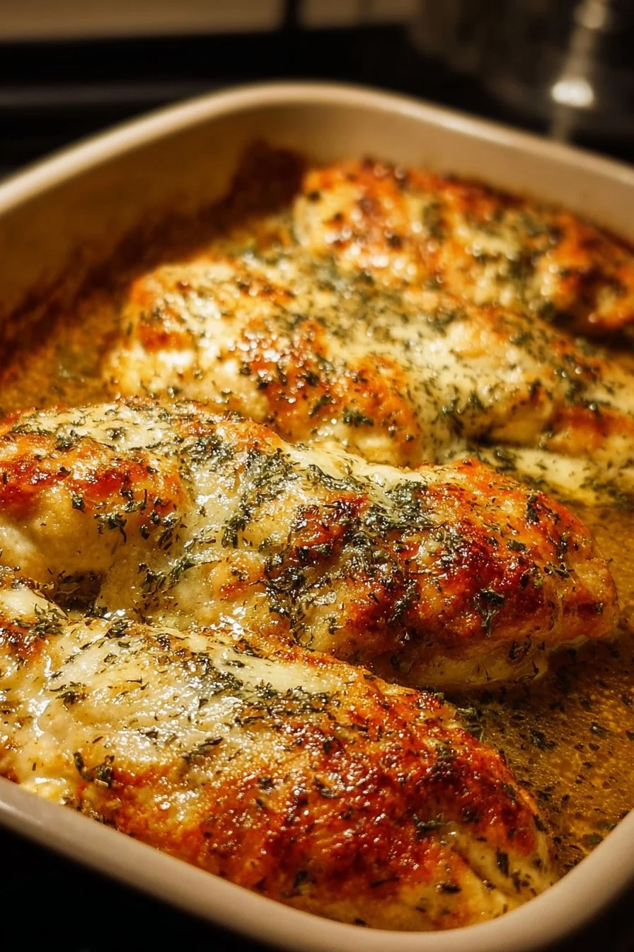 Easy Garlic Parmesan Chicken Bake 2 Easy Garlic Parmesan Chicken Bake with crispy garlic and parmesan crust