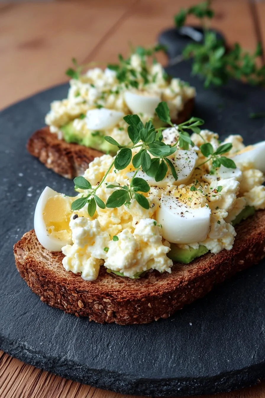 Mayo-Free Egg Salad with Avocado 2 Mayo-free egg salad with avocado served in a bowl, healthy recipe idea