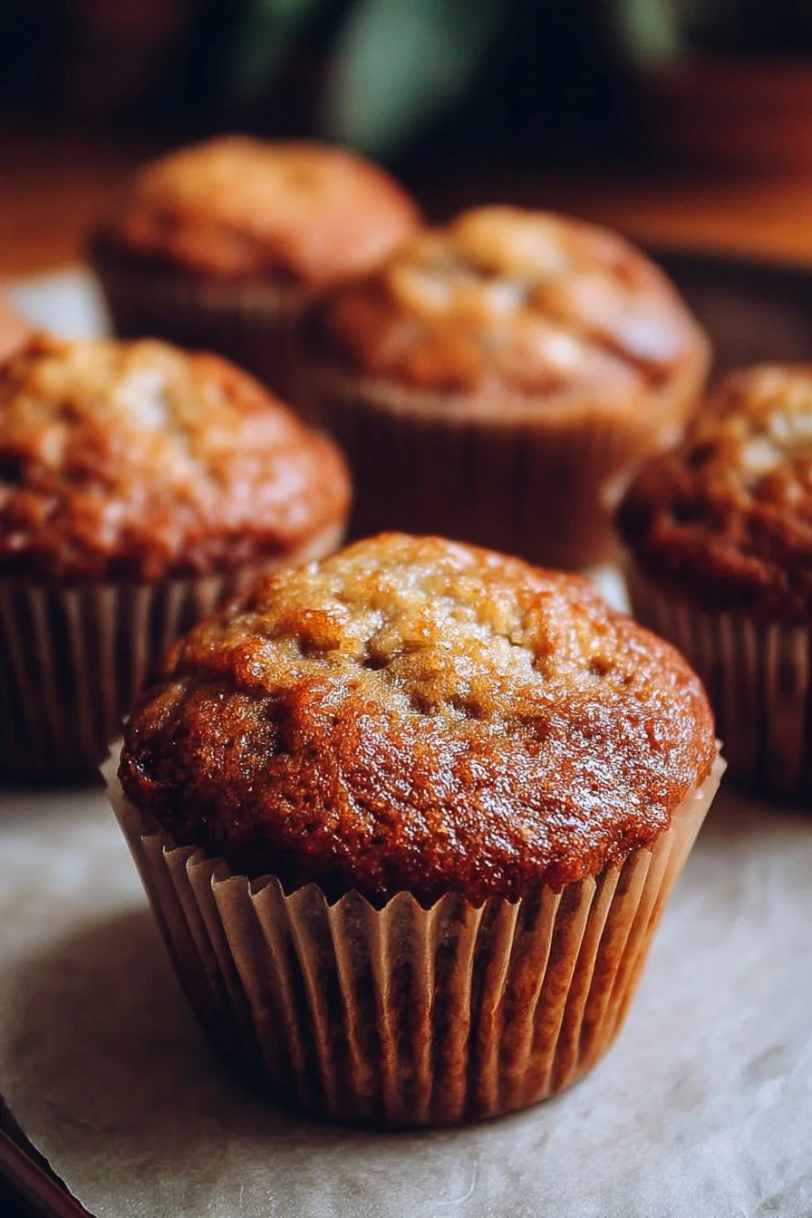 Soft & Fluffy Banana Muffins 2 Delicious soft and fluffy banana muffins on a plate ready to be enjoyed