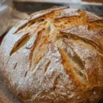 Freshly baked sourdough bread using the beginner high starter method