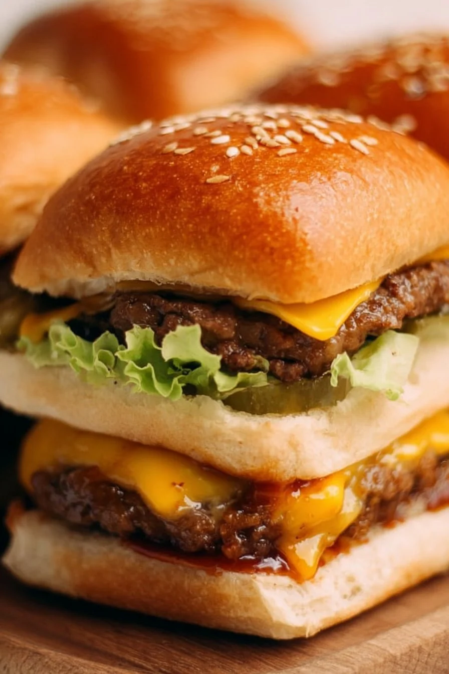 Cheeseburger Sliders 2 Delicious cheeseburger sliders served on a platter, perfect for parties.