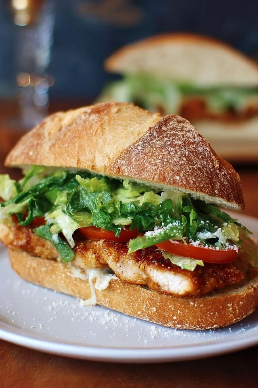 Delicious Chicken Caesar sandwich with grilled chicken and romaine lettuce