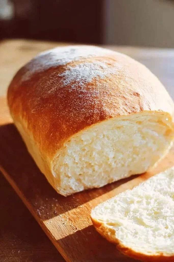 Freshly baked homemade bread on a wooden table