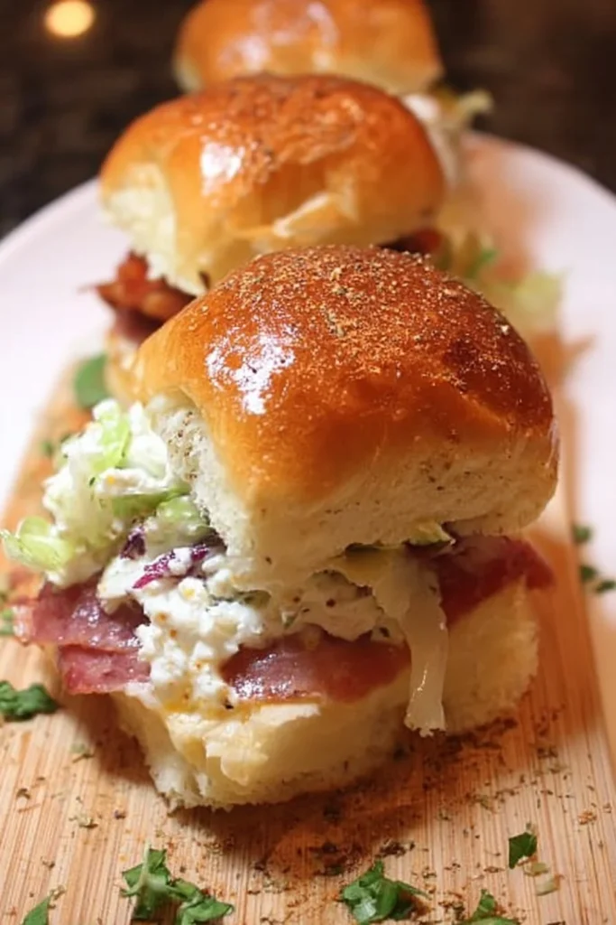 Delicious homemade Italian sliders stacked with fresh ingredients