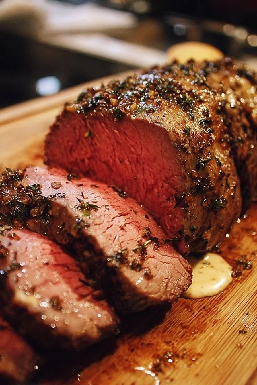 Succulent Million Dollar roast beef tenderloin served on a platter