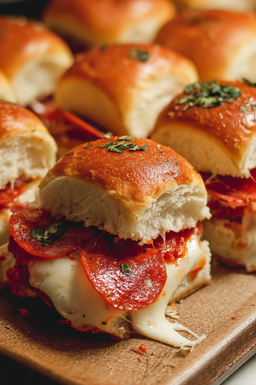 Delicious pepperoni pizza sliders served on a platter