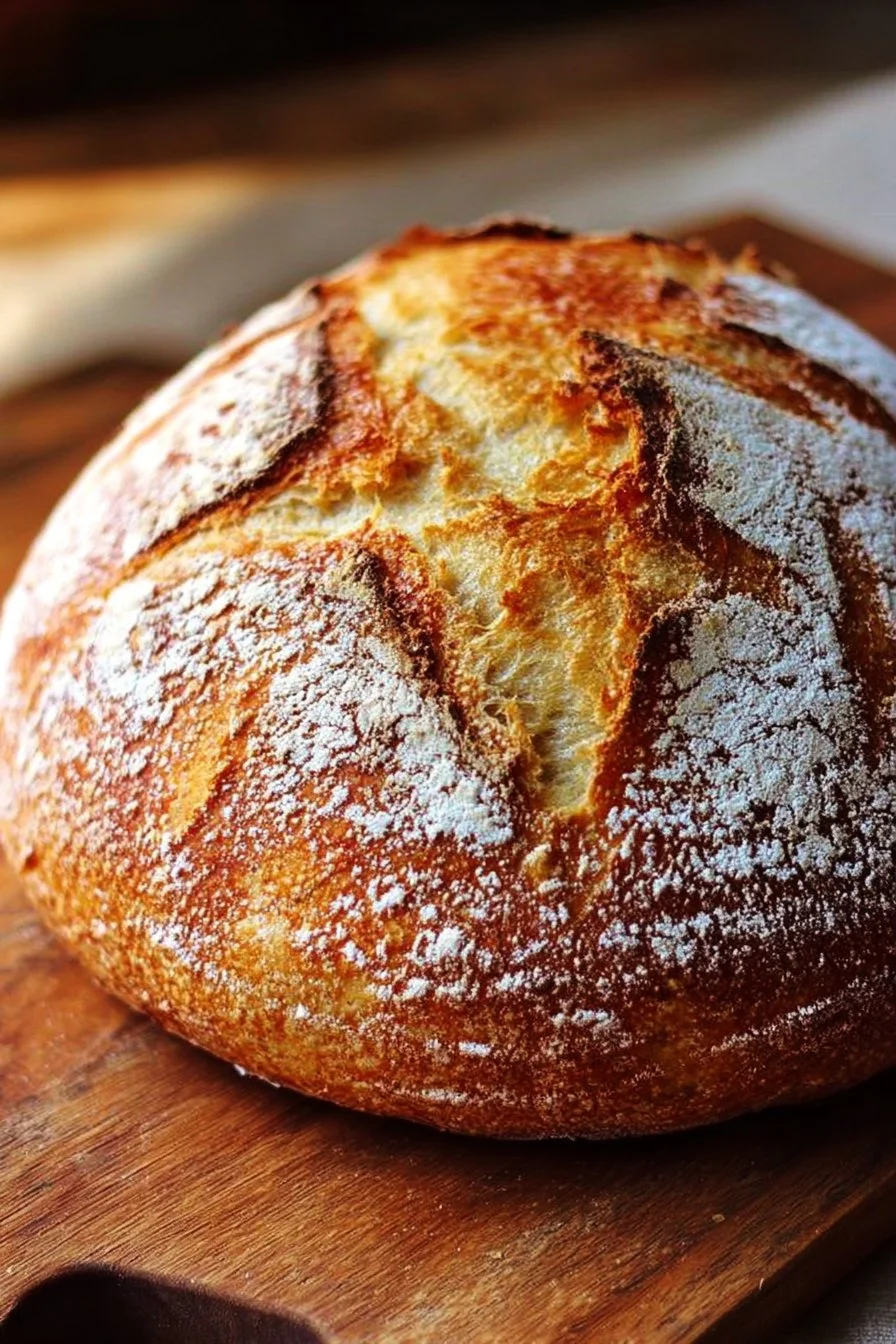 Homemade sourdough bread with a crispy crust and airy interior