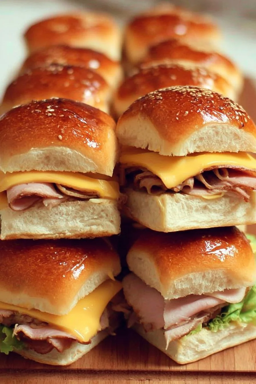 Delicious Turkey Sliders with melted cheese served on a platter