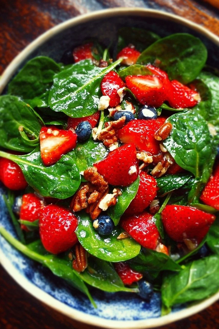 30-Minute Strawberry Spinach Salad with fresh strawberries and spinach