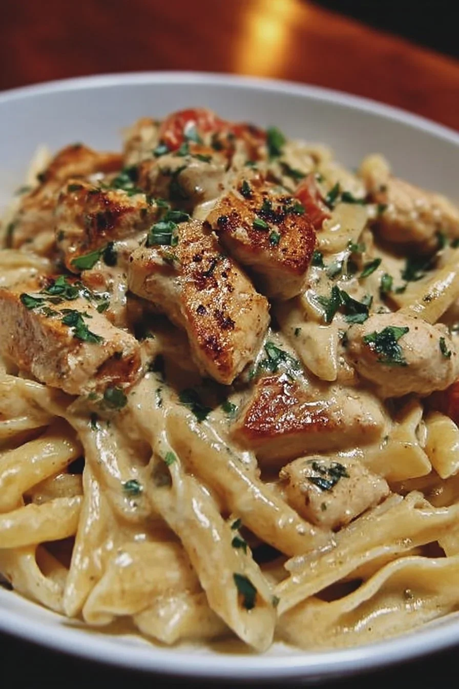 Best 5 Creamy Chicken Pasta Recipes for Quick Weeknight Dinners 1 Delicious creamy chicken pasta dish served in a bowl with herbs and cheese