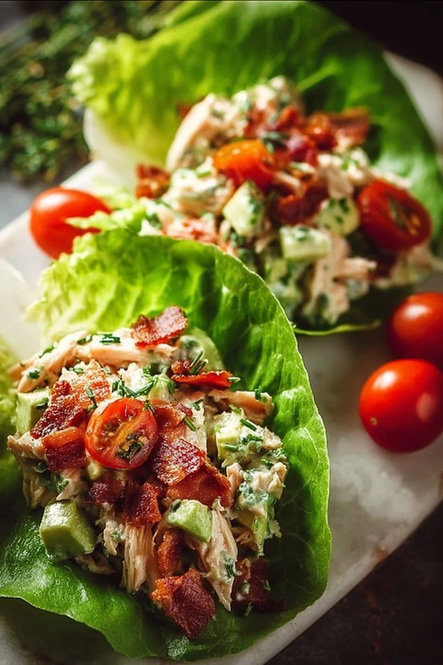BLT Chicken Salad Lettuce Wraps