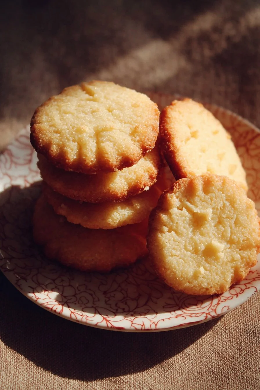 Delicious homemade butter cookies on a wooden platter