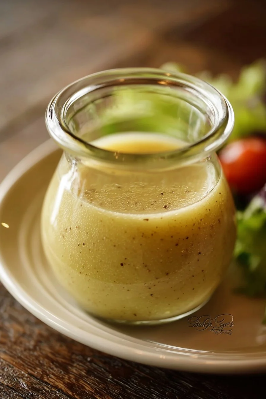 Homemade Olive Garden Salad Dressing in a bowl with fresh ingredients