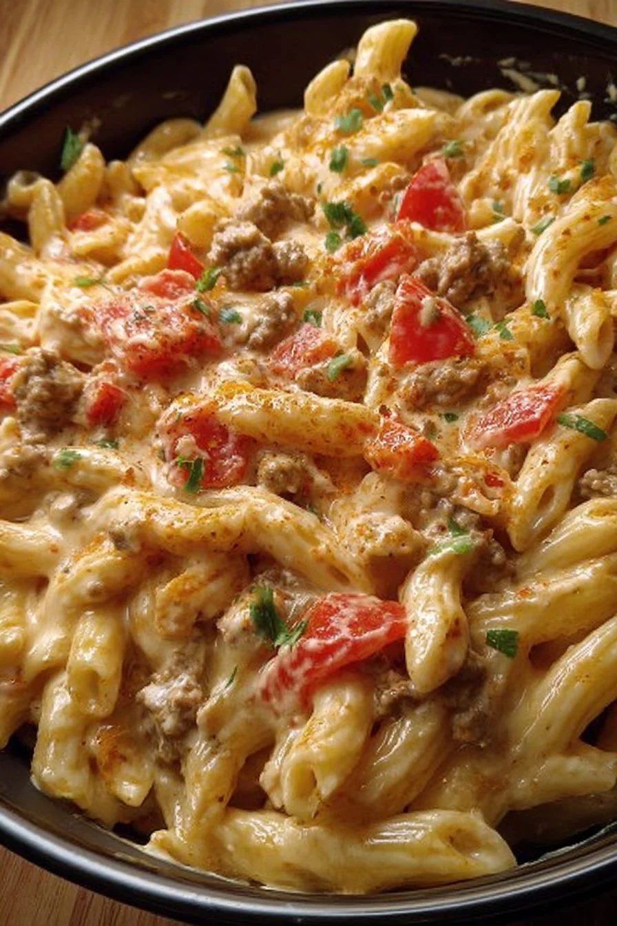 Creamy Rotel Pasta Fiesta 2 Creamy Rotel Pasta Dish with Colorful Ingredients