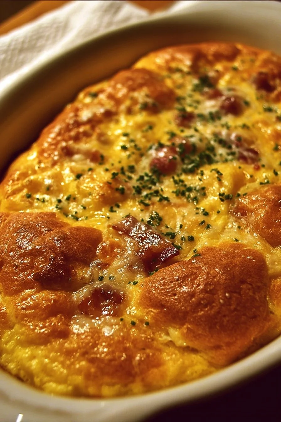 Crescent Roll Breakfast Casserole 2 Crescent Roll Breakfast Casserole baked and served on a plate