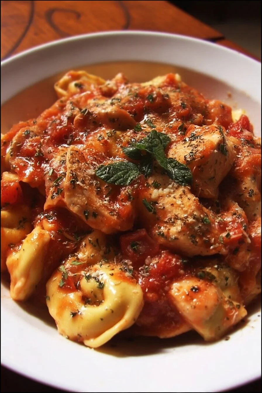 CrockPot Chicken Tortellini 2 Delicious CrockPot Chicken Tortellini in a rich creamy sauce