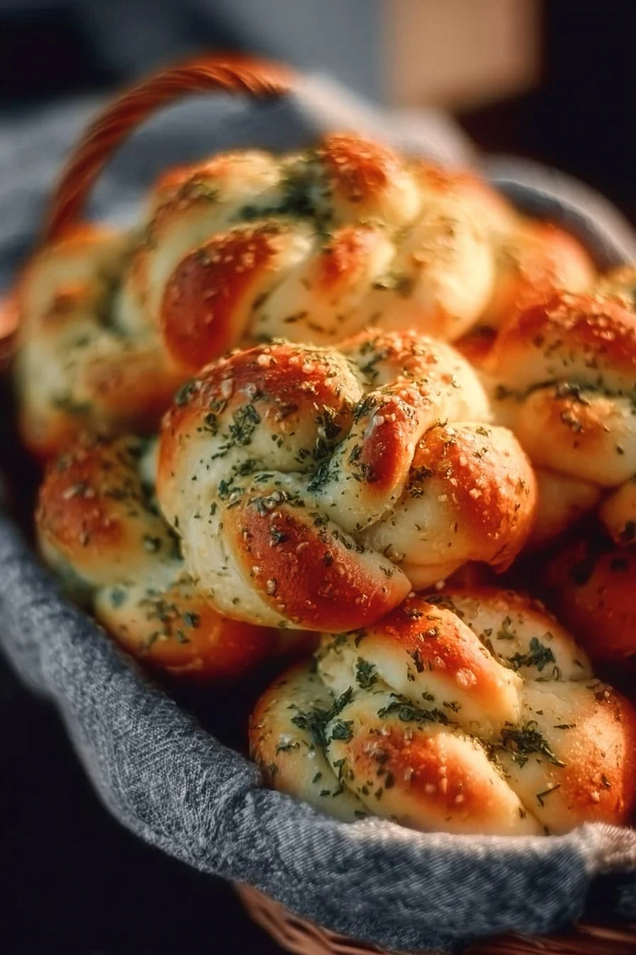 Delicious garlic knots served with marinara sauce