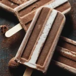 Creamy Greek yogurt fudgesicles served on a wooden stick