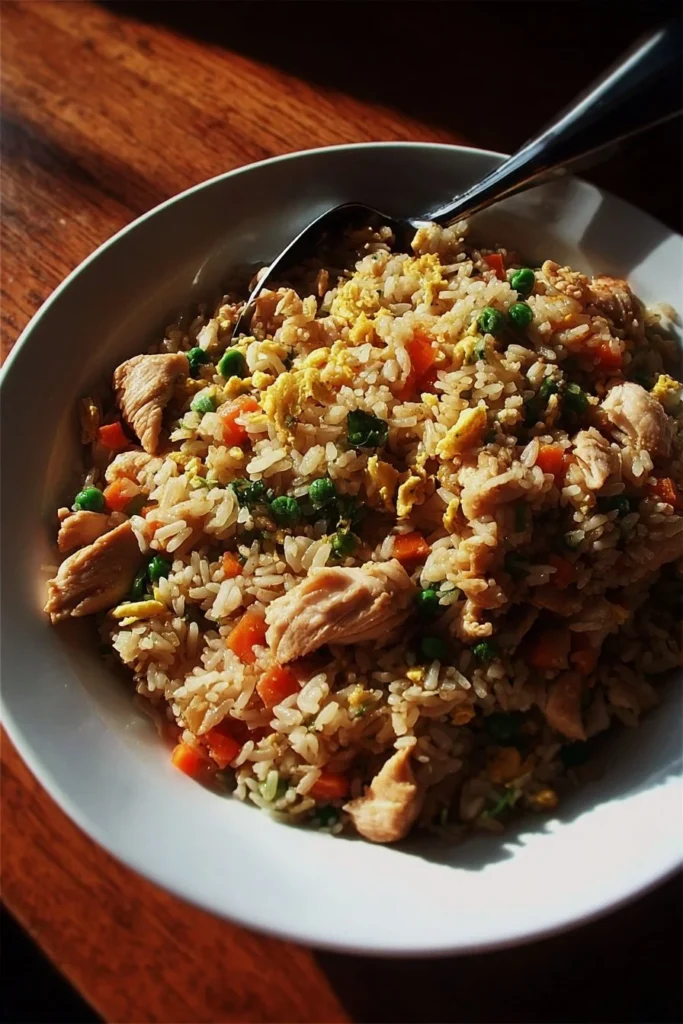 Hibachi Chicken Rice dish with vegetables and chicken in a bowl