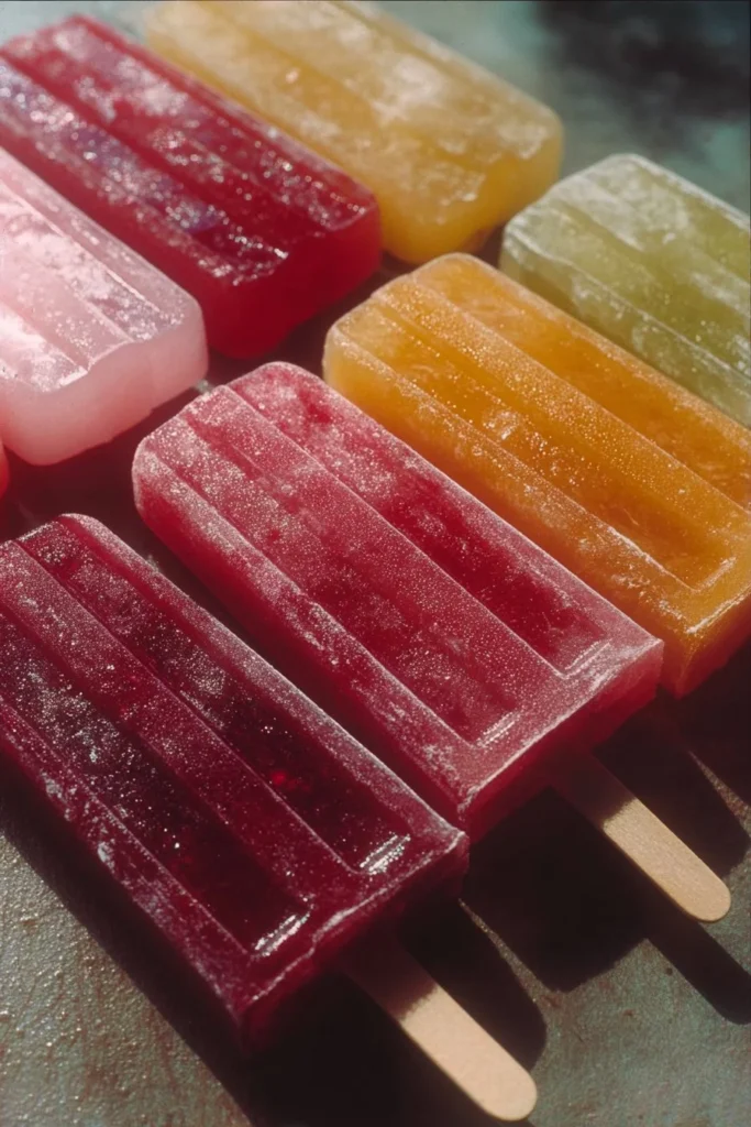 Colorful homemade freeze pops in a dish, ready to be enjoyed on a hot day
