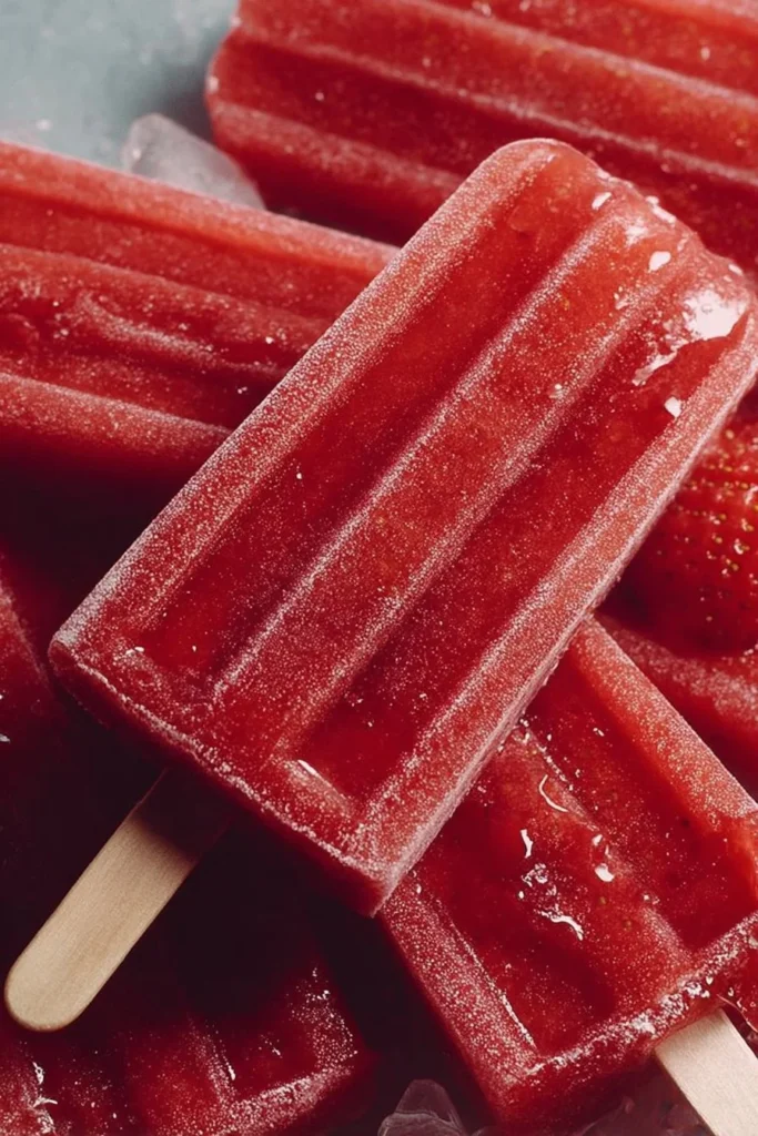 Homemade strawberry popsicles made with fresh strawberries