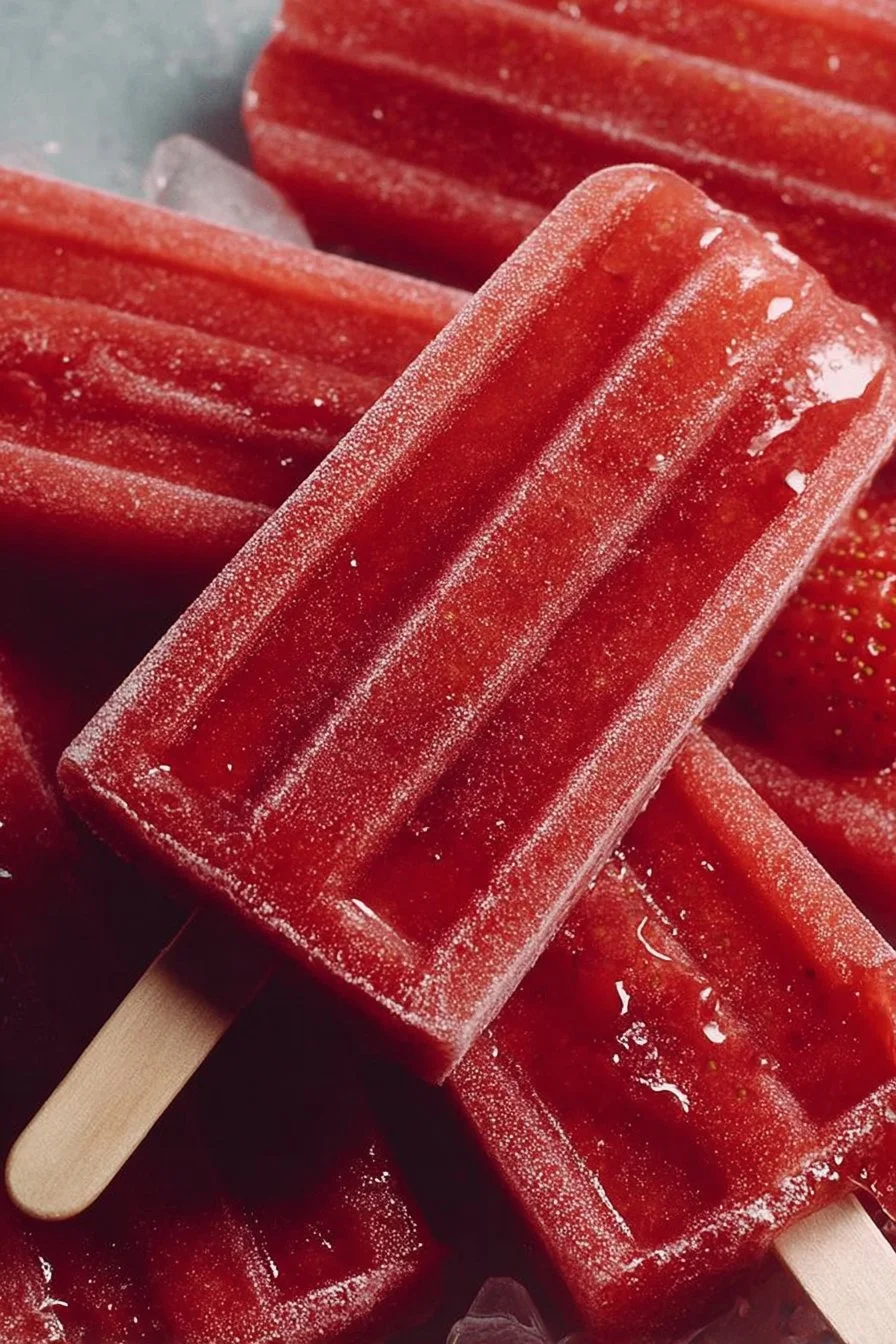 Homemade strawberry popsicles made with fresh strawberries