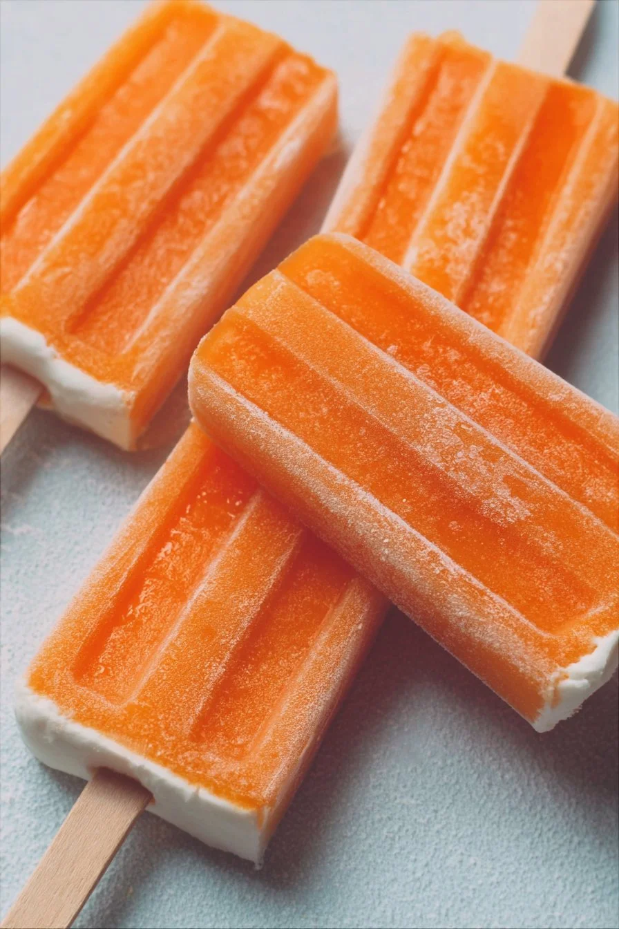 Delicious orange creamsicle popsicles on a sunny day