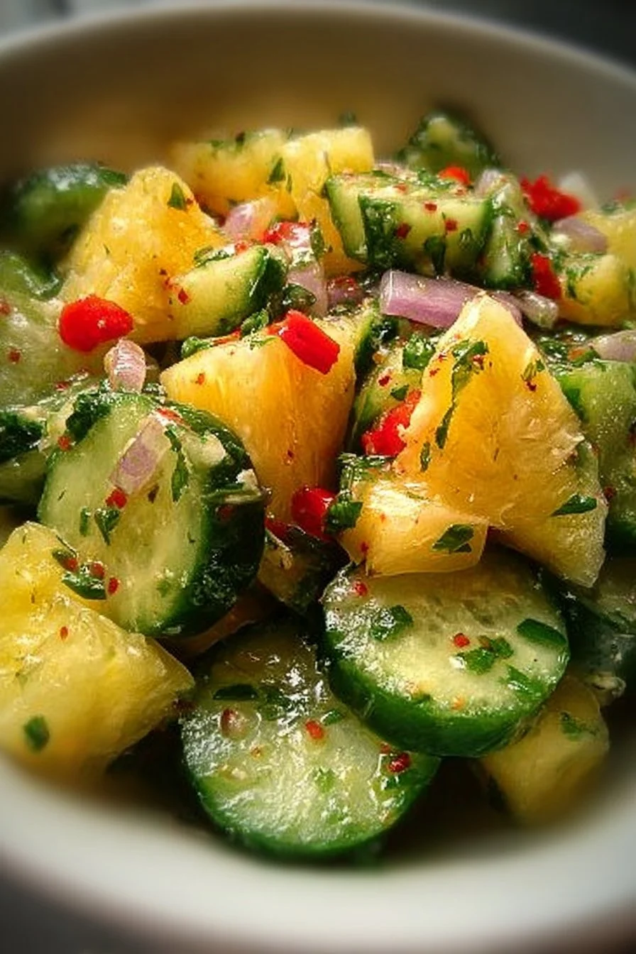 Fresh Pineapple Cucumber Salad with vibrant colors and healthy ingredients