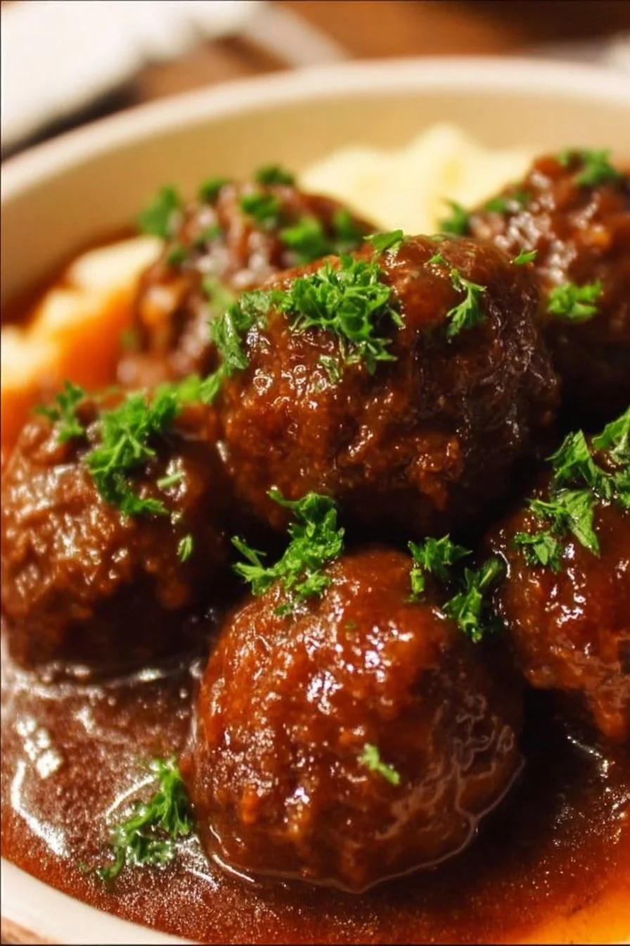Slow Cooker Salisbury Steak Meatballs