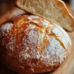 Freshly baked sourdough bread loaf with a crispy crust