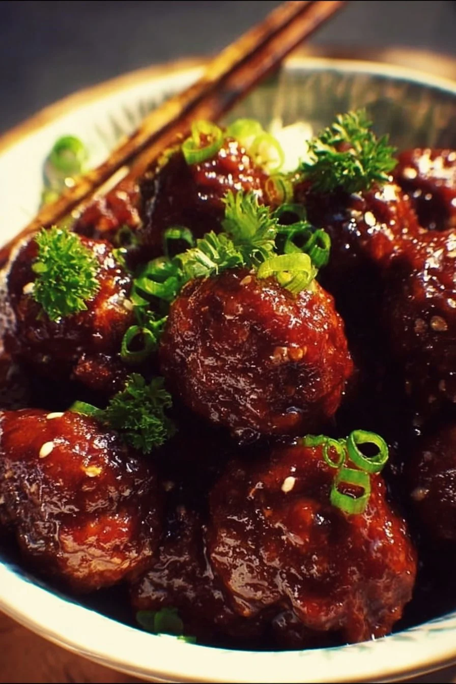 Sticky Mongolian Beef Meatballs