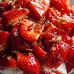 Delicious Strawberry Crackle Salad with fresh strawberries and crunchy toppings