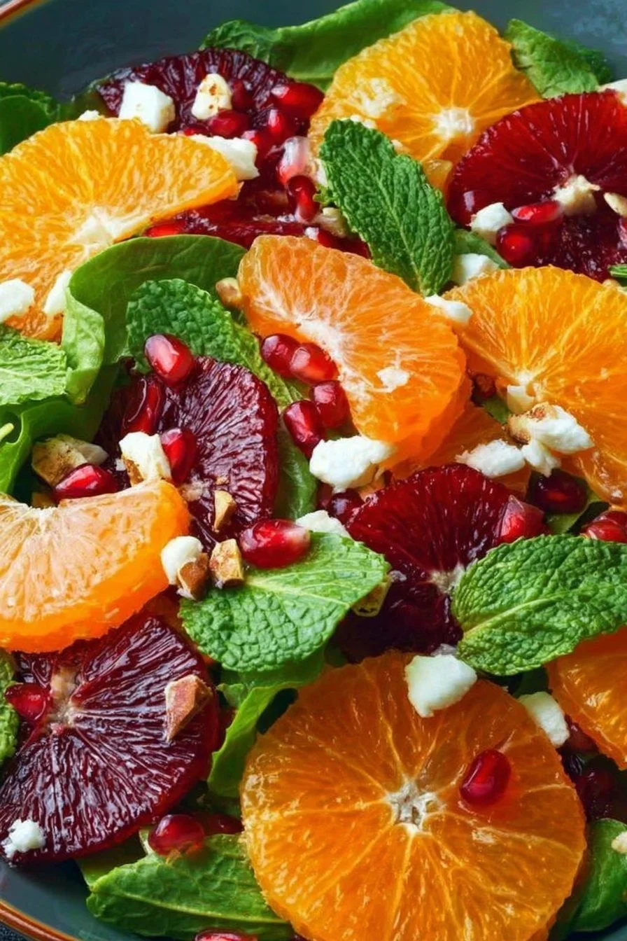 Colorful Winter Citrus Salad featuring oranges, grapefruits, and fresh greens