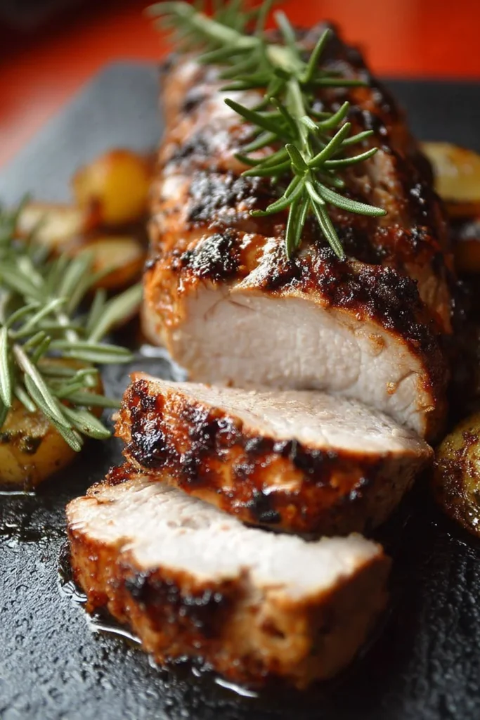 Juicy and flavorful baked pork tenderloin with herbs and spices
