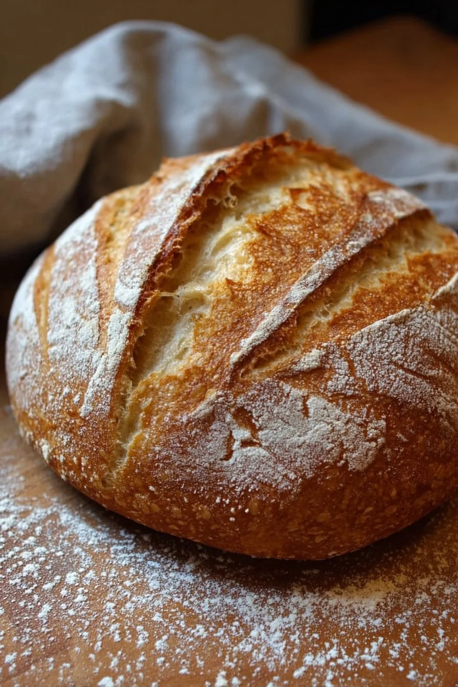 Freshly baked sourdough bread using the high starter method for beginners