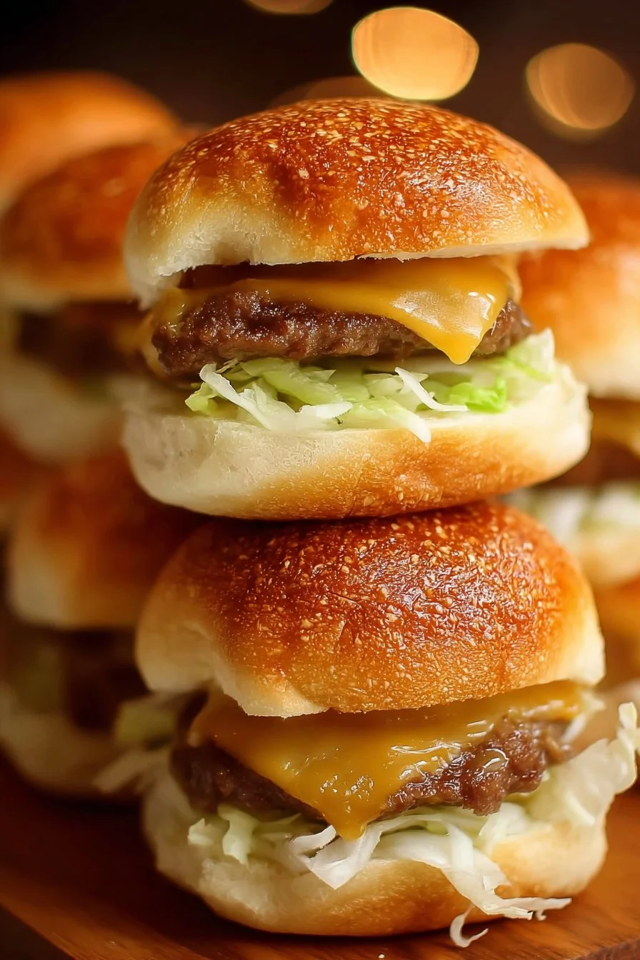 Big Mac Sliders served on a plate with toppings