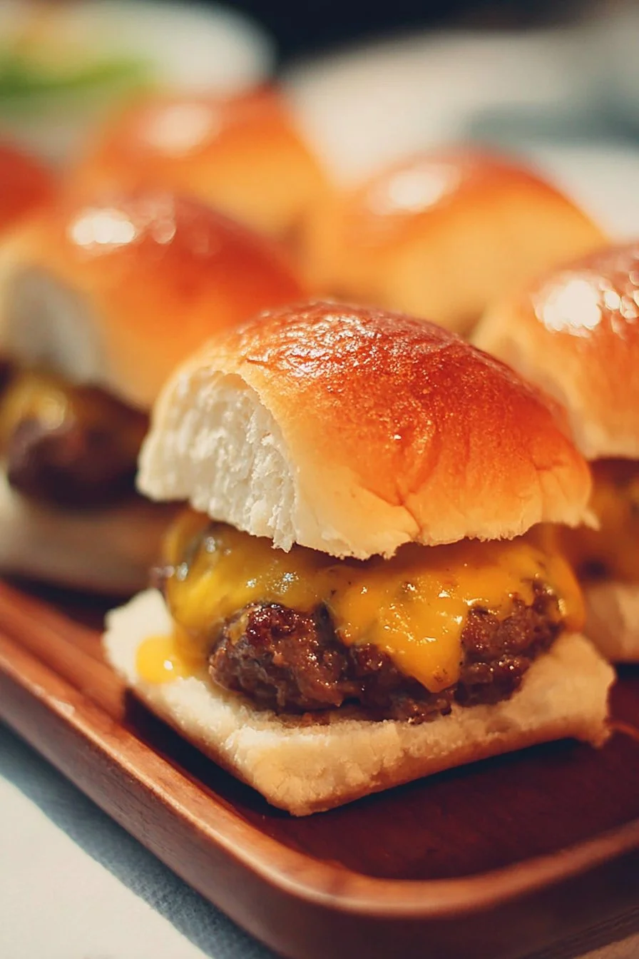 Delicious cheeseburger sliders served on a platter
