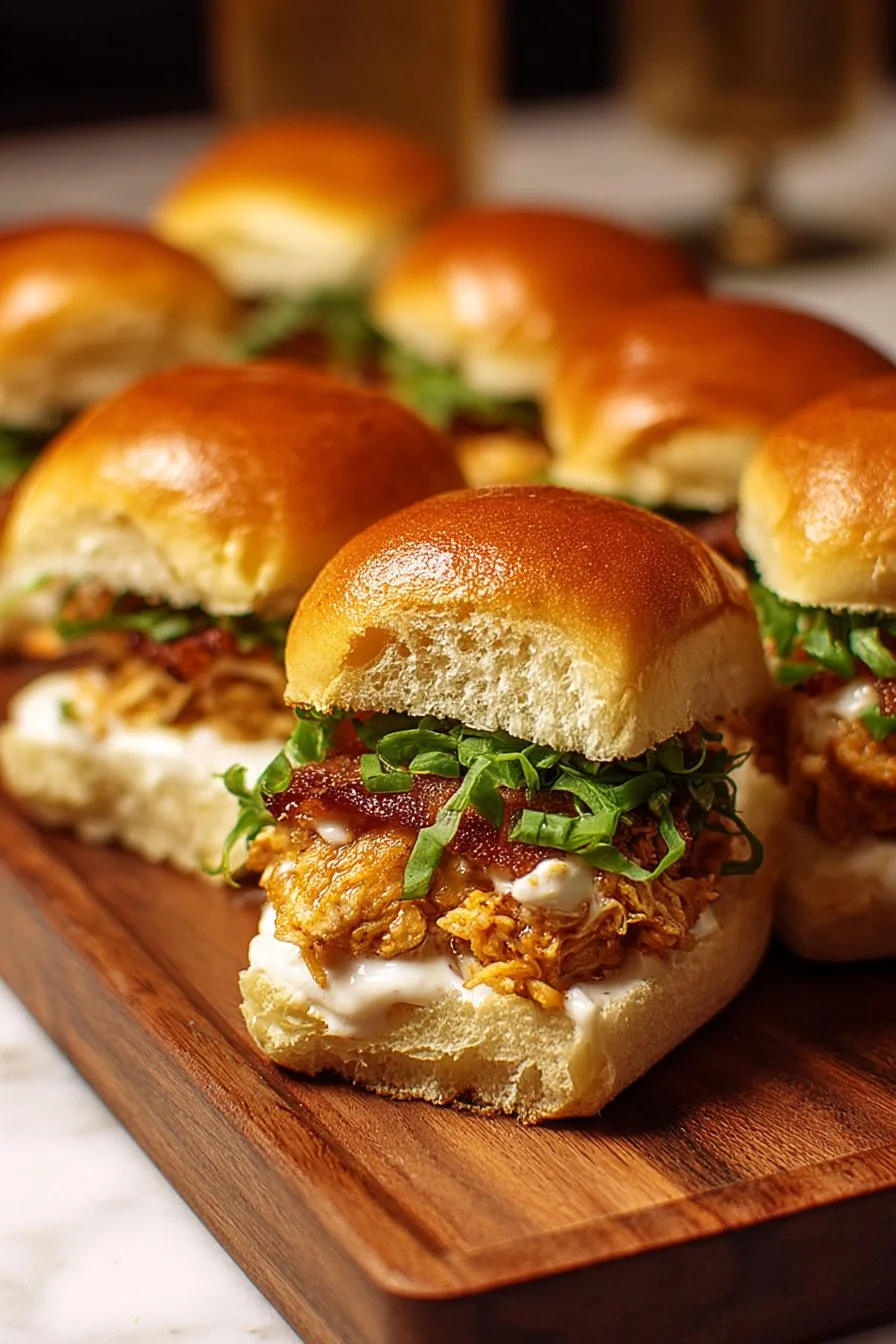 Delicious Crack Chicken Sliders served on a platter