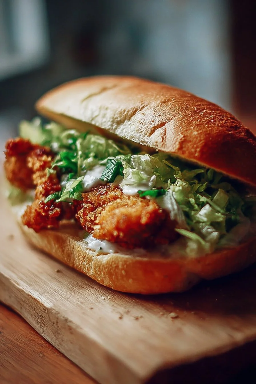 Crispy Chicken Caesar Sandwich with fresh ingredients and crisp lettuce