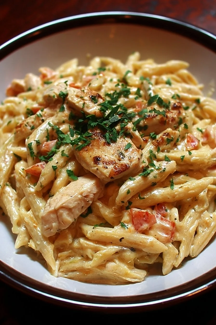 Crock Pot Creamy Cajun Chicken Pasta 2 Crock Pot Creamy Cajun Chicken Pasta served in a bowl with herbs on top