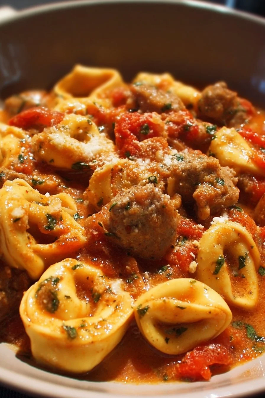 Crockpot Cheese Tortellini and Sausage