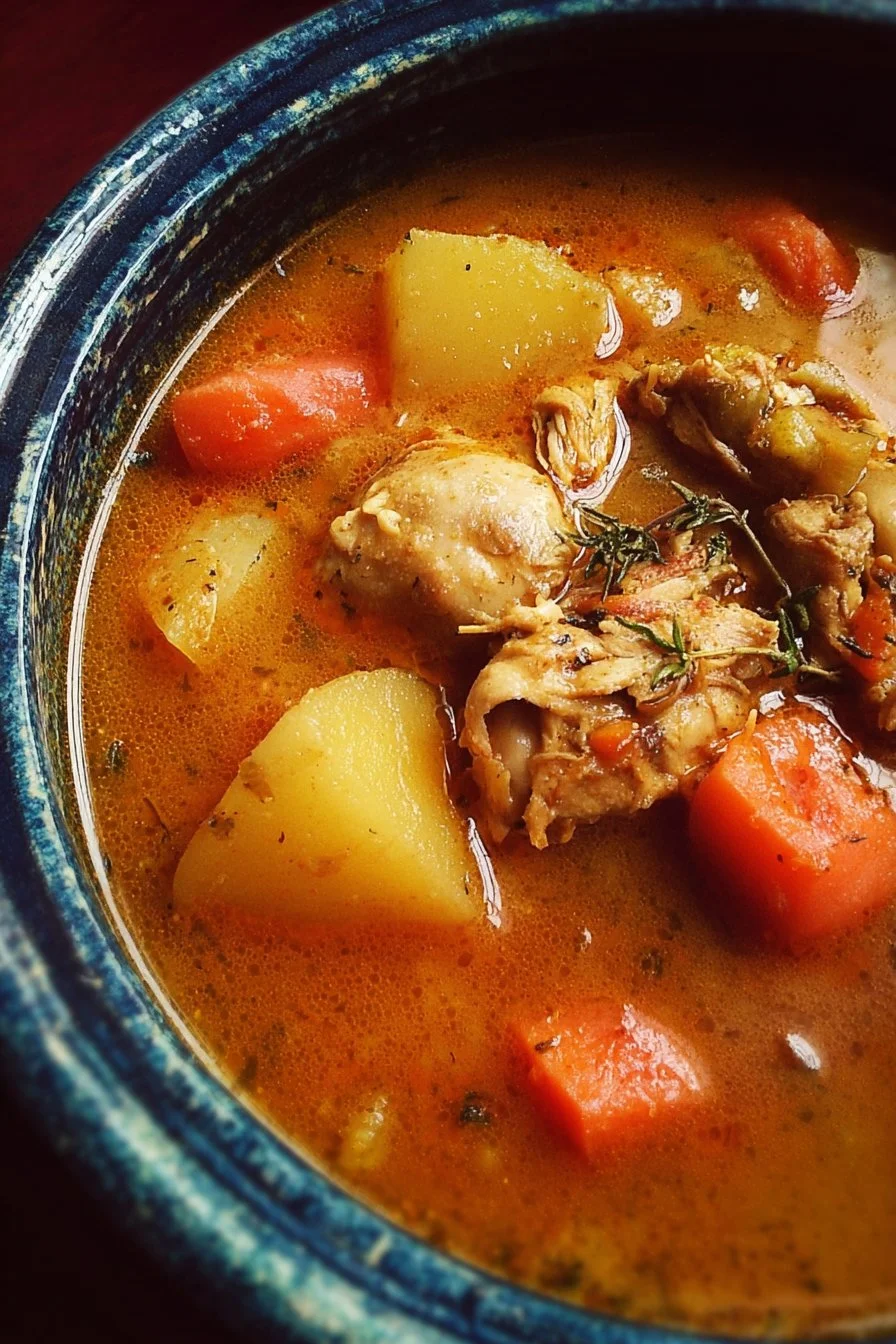 Hearty Chicken Stew 2 Delicious bowl of Hearty Chicken Stew with vegetables and herbs
