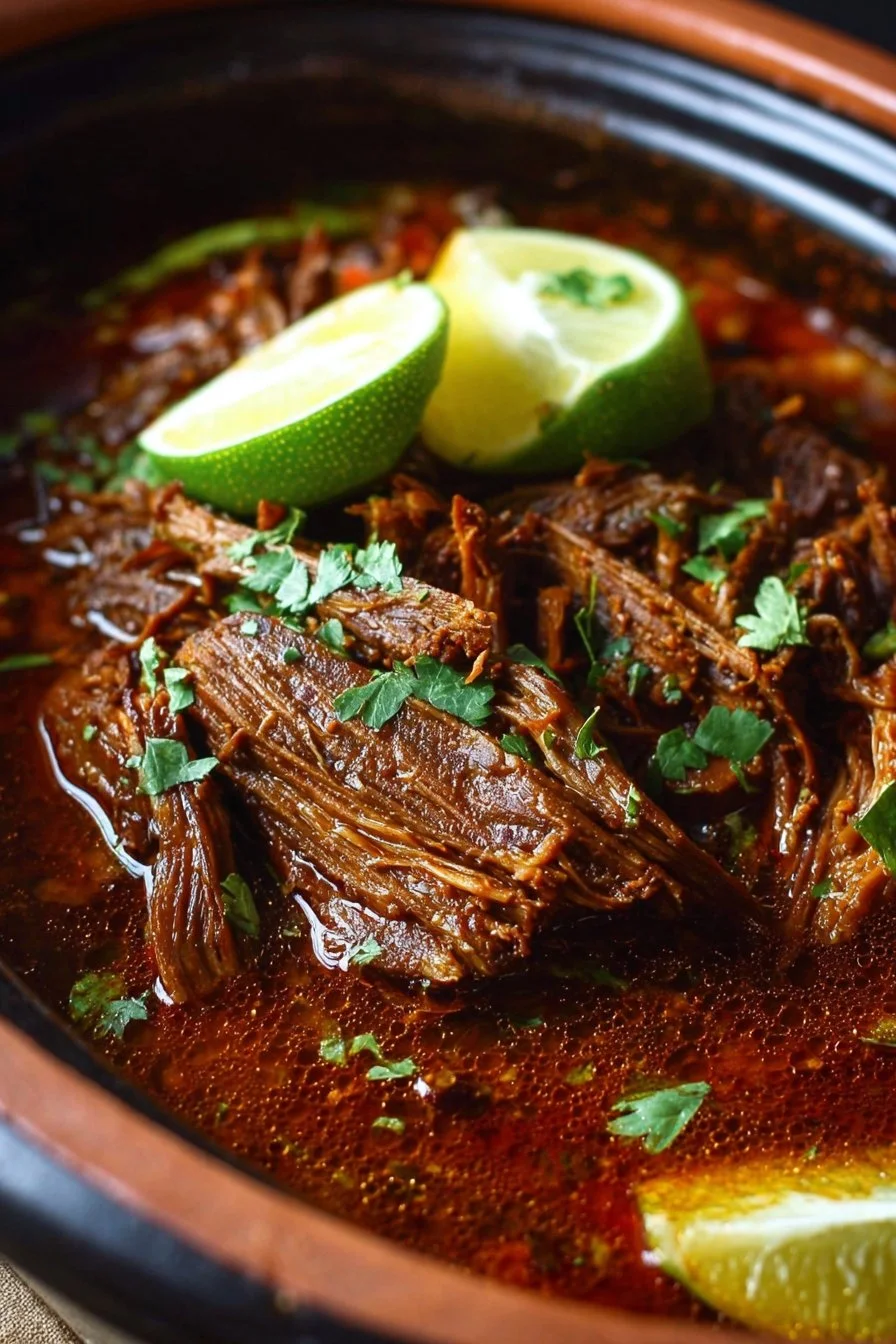 Slow-cooked barbacoa served in a tortilla with toppings
