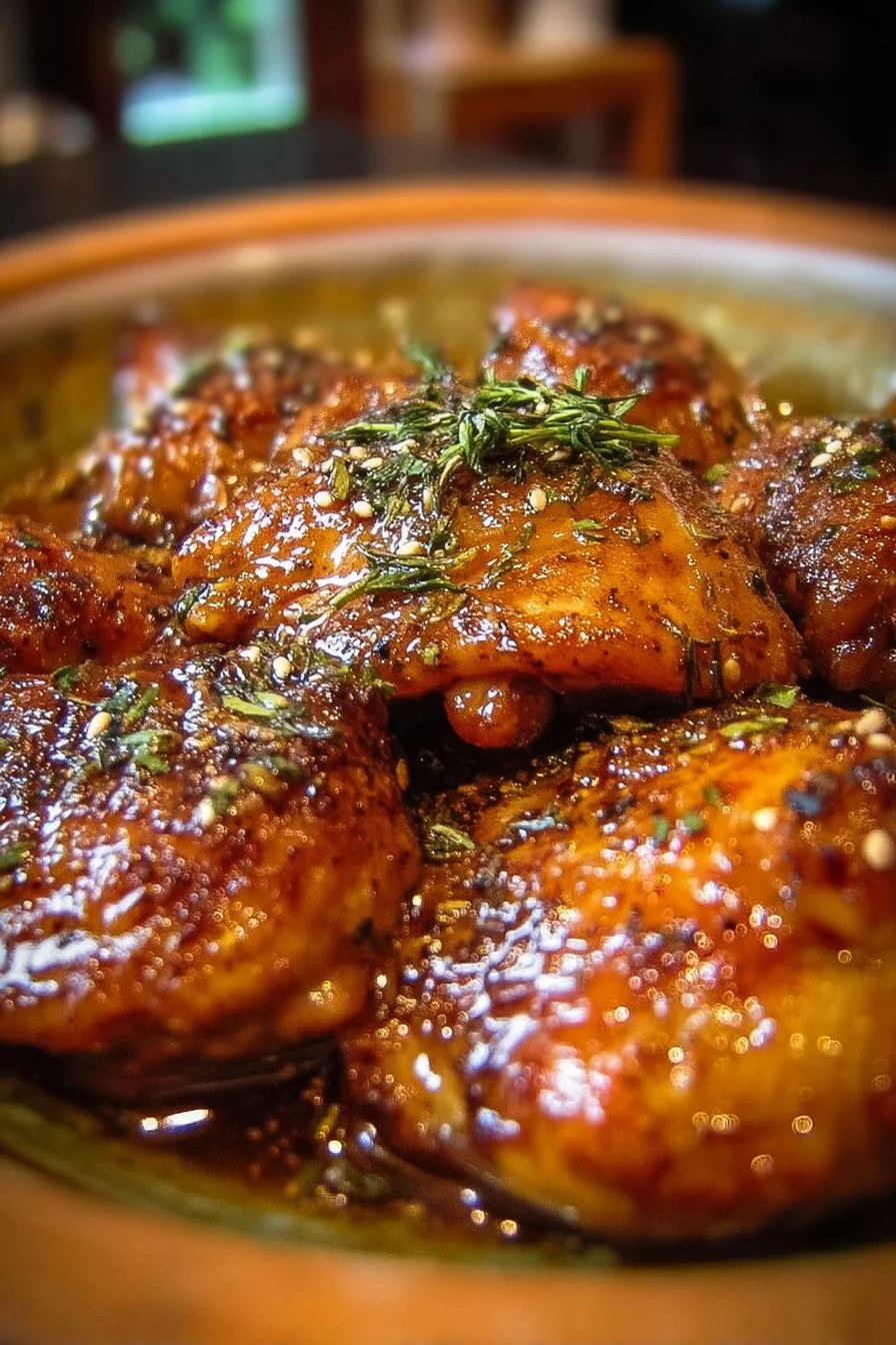 Slow Cooker Brown Sugar Garlic Chicken 2 Slow cooker brown sugar garlic chicken served with rice and vegetables.
