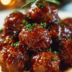 Slow Cooker Honey Bourbon Meatballs served on a plate
